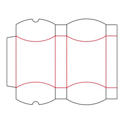 ピロー形式の箱にマチがあるタイプです。曲面にデザイン性があります。