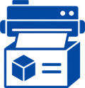 箱に印刷する機械のイラスト